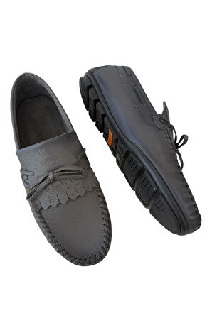 Erkek Hakiki Deri Günlük Floter Rok Ayakkabı FÜME