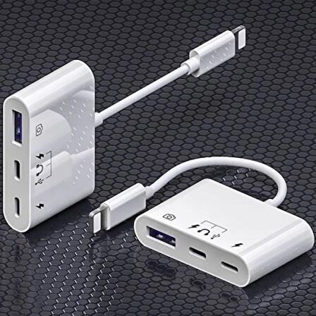 Coofbe İpad iphone Otg Hub -Usb Type C To Kulaklık ve Usb Kamera Okuyucu İphone Mouse Klavye Okuyucu