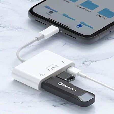 Coofbe İpad iphone Otg Hub -Usb Type C To Kulaklık ve Usb Kamera Okuyucu İphone Mouse Klavye Okuyucu