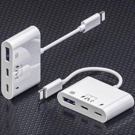 Polham Apple İphone Otg Hub Type C To Kulaklık Usb Kamera Okuyucu İphone Klavye Mouse Okuyucu Hub