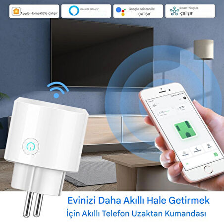 Mini Elektrik Wifi Akıllı Priz Soket Duvar Çok Uzaktan Kumanda  Akıllı Yaşam Beyaz 