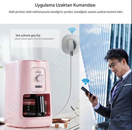 Mini Elektrik Wifi Akıllı Priz Soket Duvar Çok Uzaktan Kumanda  Akıllı Yaşam Beyaz 