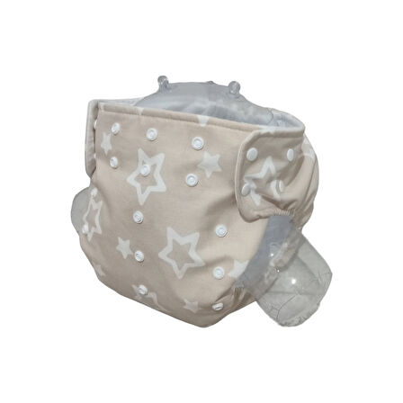 BEZHANE Baby Yıkanabilir Bebek Bezi Cepli Yıldızlı Kapiçino (15kg-25kg)3 Numara 3'LÜ SET