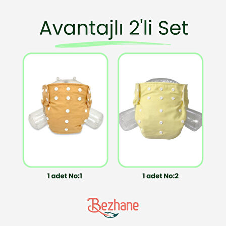 Bezhane Baby Avantajlı 2'li Set Yıkanabilir Bebek Bezi No:1 - No:2