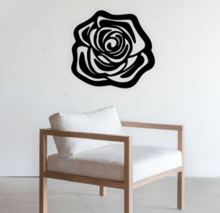 Siyah Ahşap Gül 2 65cm X 61cm  Duvar Dekoru 3mm Mdf Lazer Kesim
