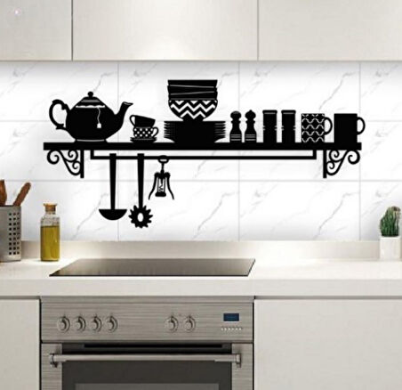 Siyah Ahşap Mutfak Dekor 70cm X 32cm Tablo Duvar Dekoru 3mm Mdf Lazer Kesim