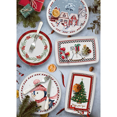 The Mia Yılbaşı Temalı Nutcracker Dikdörtgen Servis Tabağı 34 x 25 cm