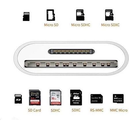 Daytona NK1022 Apple iPhone iPad Lightning To Sd Camera Reader Sd Micro Sd Kart Okuyucu Kablo Adaptör-Beyaz