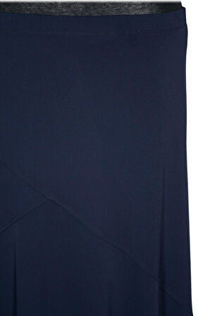 Hesna Kadın Rana Büyük Beden Çapraz Model Lastikli Astarlı Lacivert Etek
