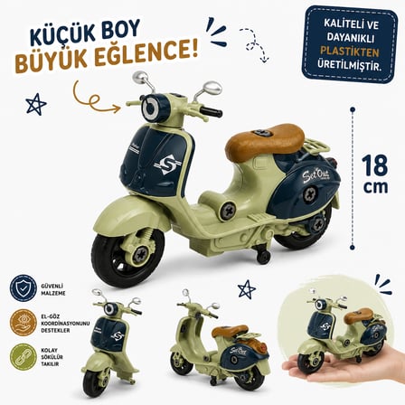 18 cm klasik Oyuncak Scooter motor