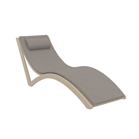 Omnipazar TRK-087 Siesta Minderli Yastıklı Lüks Ergonomik Slim Şezlong  Kum Gri
