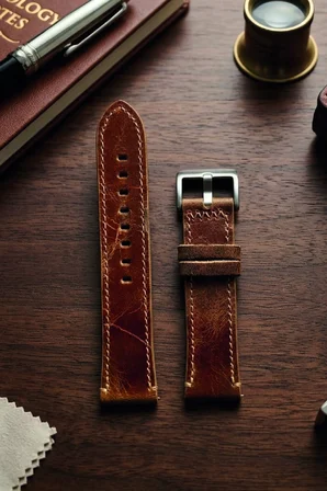 22mm Hakiki Deri Saat Kordonu Premium Klasik Saat Kayışı Dayanıklı ve Konforlu - Kahverengi2
