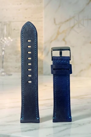 22mm Hakiki Deri Saat Kordonu Premium Klasik Saat Kayışı Dayanıklı ve Konforlu - Lacivert