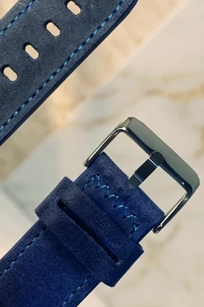 22mm Hakiki Deri Saat Kordonu Premium Klasik Saat Kayışı Dayanıklı ve Konforlu - Lacivert