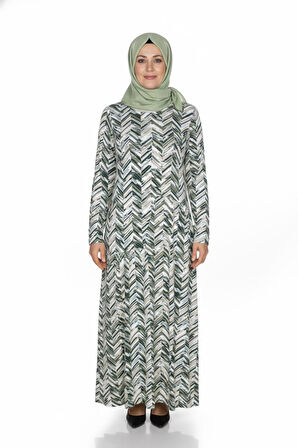 Barem Kadın Funda Belden Basene Büzgülü Penye Haki Elbise D58