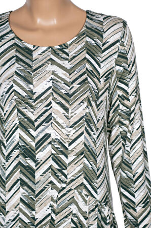 Barem Kadın Funda Belden Basene Büzgülü Penye Haki Elbise D58