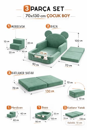 SABY Bebekler ve Çocuklar İçin 70 x 130 Yataklı Tedy Modüler Sünger Oyun Parklı Beşik ve Park Yatak