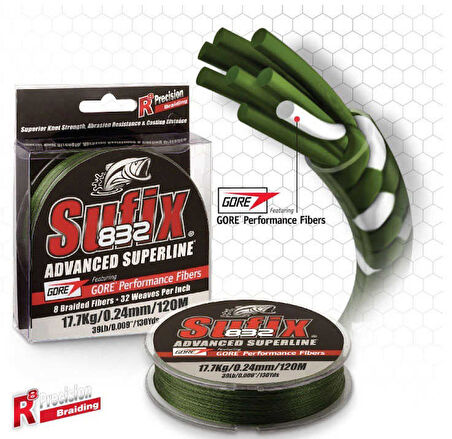 Sufix 832 Advanced İp Misina LOW VIS GREEN 0.38MM - 100MT - 36KG