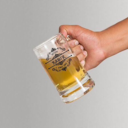 Kişiye Özel İsim ve Yıl Baskılı Cam Bira Bardağı – Hediyelik Tasarım