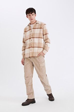 DeFacto Kadife Pantolon Wide Leg Bol Rahat Kesim Kargo Cepli Düz Paça C9010AX24WNBG170