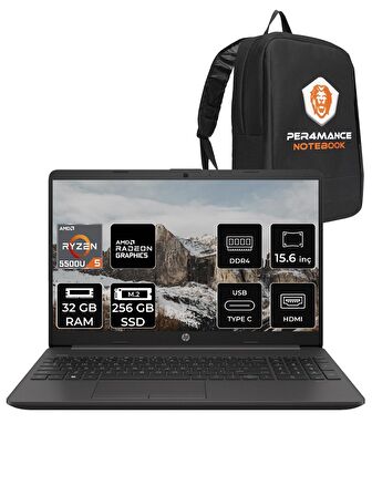 HP 255 G8 Ryzen 5 5500-32GB 256GB SSD 15.6" FDOS 7N4W6AA & PER4 ÇANTA