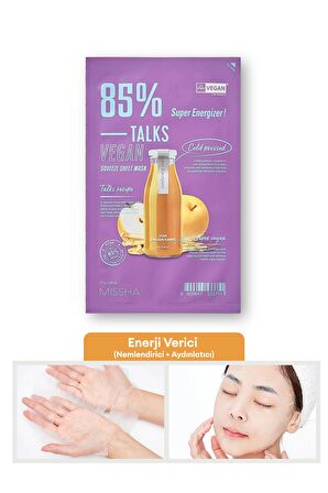 Canlandırıcı Vegan Yaprak Maske Talks Vegan Squeeze Sheet Mask (Super Energizer)