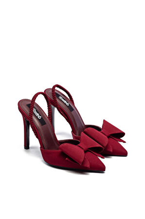 Kadın Yüksek Topuklu Lastikli Fiyonklu Nubuk Abiye Ayakkabı 335