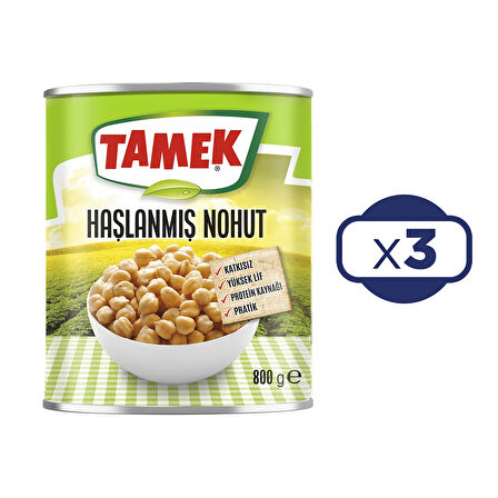 Tamek Haşlanmış Nohut 800 Gr x 3'Lü Paket