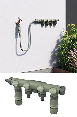 Bahçe Musluk Dağıtıcı Aparat 4 Çıkışlı Vanalı Musluk Aparatı