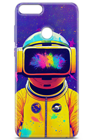 Huawei P Smart 2017 uyumlu Renkler 4 Telefon Kabı Sarı Astronot