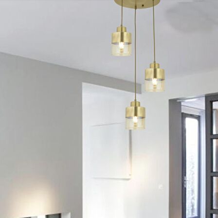 Boris 3Lü Yuvarlak Eskitme Sarkıt Modern Genç Odası Mutfak Salon Avize