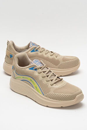 Erkek Triko Sneaker Rahat Hava Alabilen Kokusuz Spor Ayakkabı BEJ