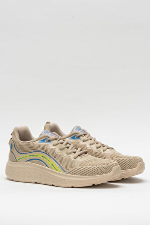 Erkek Triko Sneaker Rahat Hava Alabilen Kokusuz Spor Ayakkabı BEJ