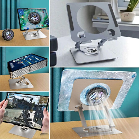 360 Derece Dönebilen Yükseltilmiş Masaüstü Ayarlanabilir  Metal Tablet Standı ( Lisinya )