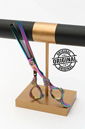 Rainbow XLQ502B Profesyonel Ara Efile Makas 17 cm Paslanmaz Çelik İşlemeli Tasarım