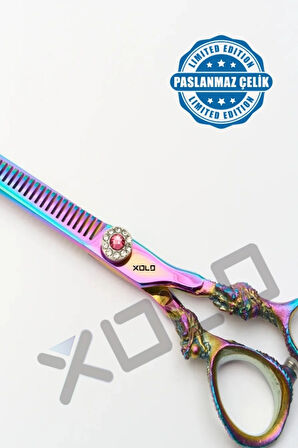 Rainbow XLQ502B Profesyonel Ara Efile Makas 17 cm Paslanmaz Çelik İşlemeli Tasarım