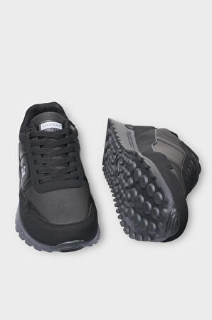 Erkek Ortopedik Cilt Günlük Yürüyüş Koşu Sneaker Spor Ayakkabı SİYAH