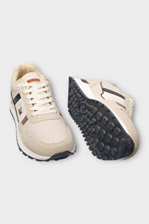 Erkek Ortopedik Cilt Günlük Yürüyüş Koşu Sneaker Spor Ayakkabı BEJ