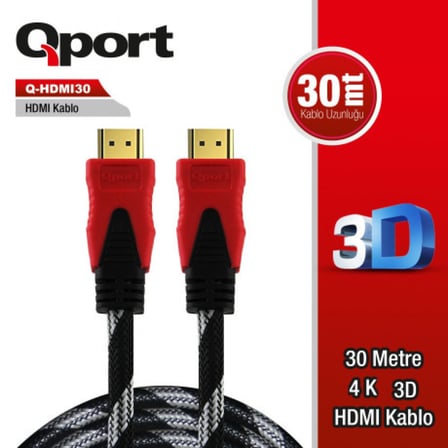 QPORT Q-HDMI30 HDMI 1.4 V ALTIN UÇLU KABLO 30 MT