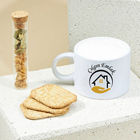 Kurumsal Firmalara Özel Logolu Seramik Motto Kahve Fincanı