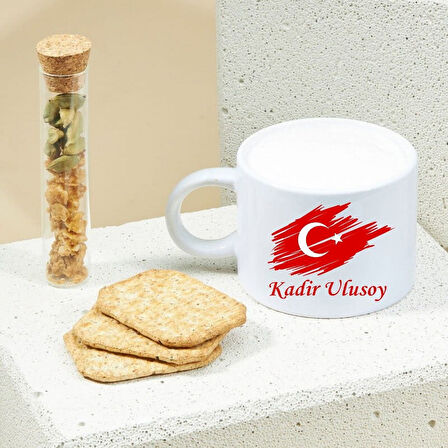 Kişiye Özel Ay Yıldız Tasarımlı Motto Kahve Fincanı – Hediye ve Özel Günler İçin Şık Tasarım