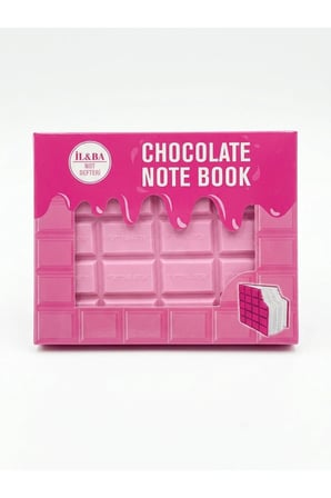 Pembe Çikolata Tasarımlı Not Defteri - Isırılmış Çikolata Görünümlü Eğlenceli Kawaii Defter