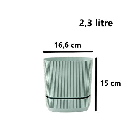 Omnipazar KRS-243 Pera Kare Dekoratif Kaktus Sukulent Saksı 2,3 Litre No 3