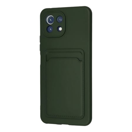 Xiaomi Mi 11 Kılıf Kelvin Kartvizitli Silikon - Koyu Yeşil