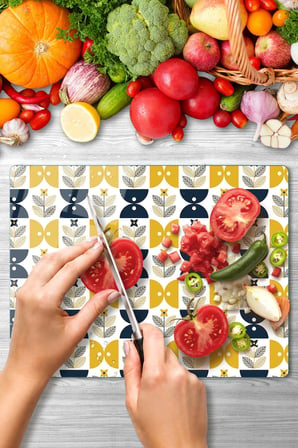 Cam Kesme Tahtası Pattern Geometrik Desenli Çok Amaçlı 40x30 cm