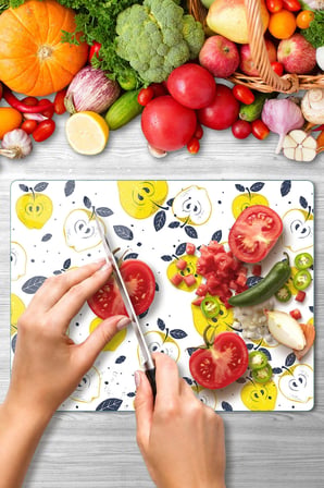 Cam Kesme Tahtası Ayva Tasarımlı Çok Amaçlı 40 x 30 cm