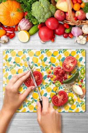 Reflexa Cam Kesme Tahtası Limon Tasarımlı 40 x 30 cm Temperli Cam