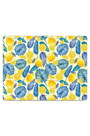 Cam Kesme Tahtası Limon Tasarımlı Çok Amaçlı 40 x 30 cm