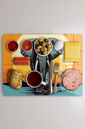 Cam Kesme Tahtası Fil Tasarımlı Çok Amaçlı 40 x 30 cm