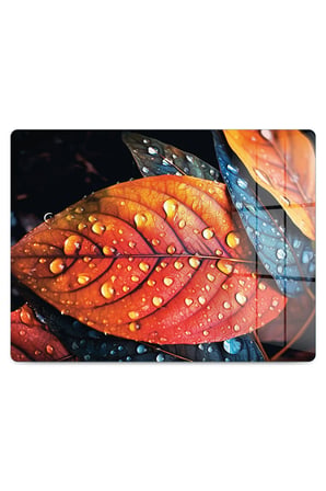 Cam Kesme Tahtası YaprakTasarımlı Çok Amaçlı 40 x 30 cm